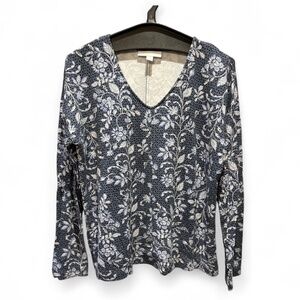 J Jill Pure Jill Eco-Terry Floral Pullover Top Women's Size XS